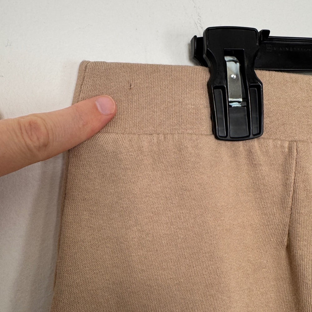 Pure Jill Size M Tall Tan Wide Leg Crop Pants Elastic Waist Organic Cotton Camel - Picture 5 of 13